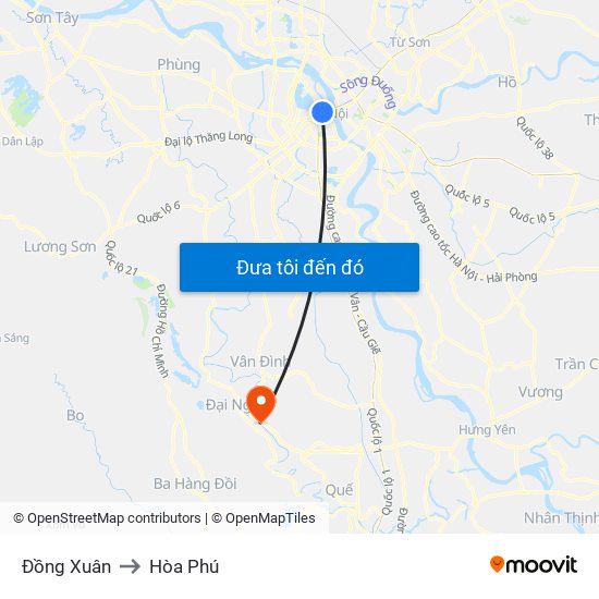Đồng Xuân to Hòa Phú map
