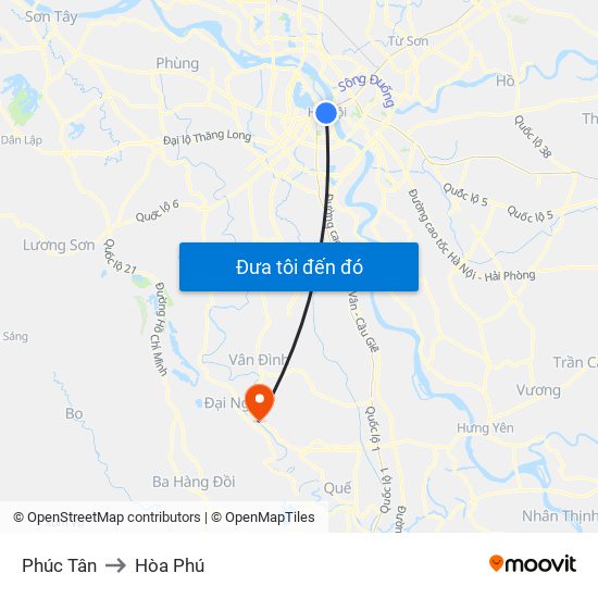 Phúc Tân to Hòa Phú map
