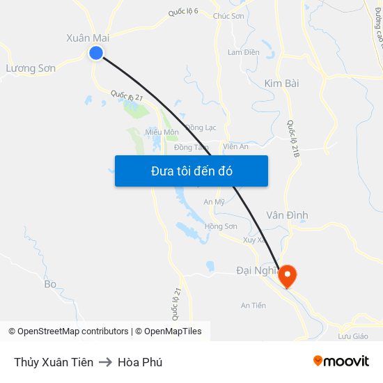 Thủy Xuân Tiên to Hòa Phú map