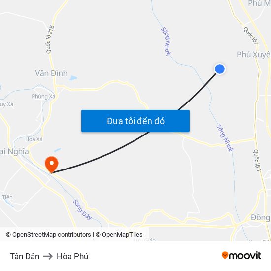 Tân Dân to Hòa Phú map