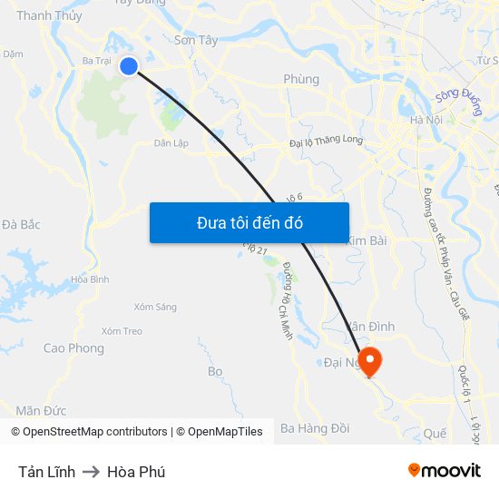 Tản Lĩnh to Hòa Phú map