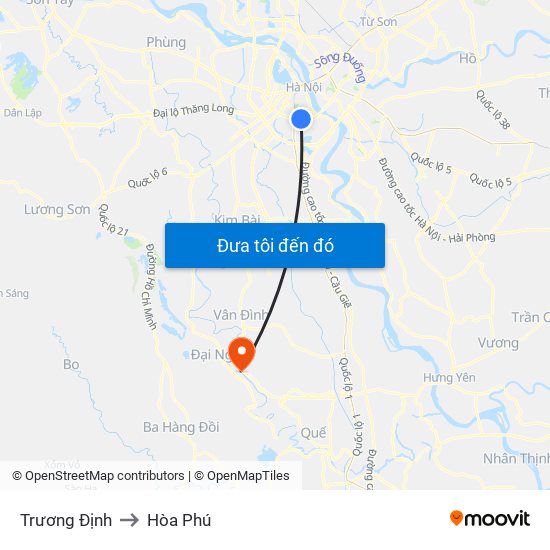 Trương Định to Hòa Phú map