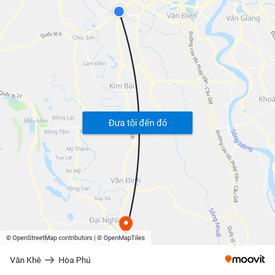 Văn Khê to Hòa Phú map