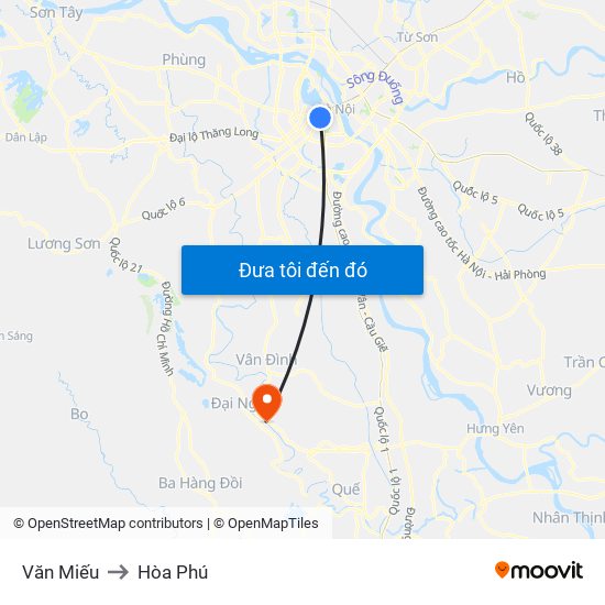 Văn Miếu to Hòa Phú map