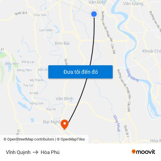 Vĩnh Quỳnh to Hòa Phú map