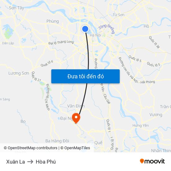Xuân La to Hòa Phú map