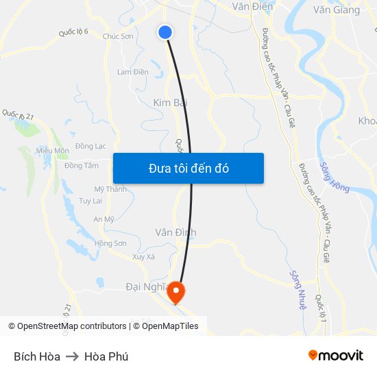 Bích Hòa to Hòa Phú map