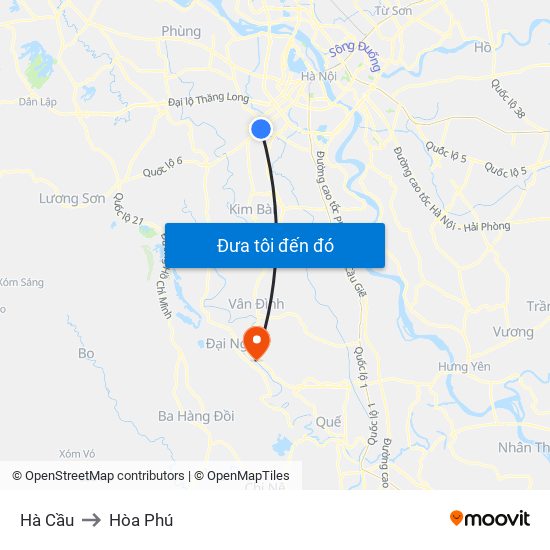 Hà Cầu to Hòa Phú map