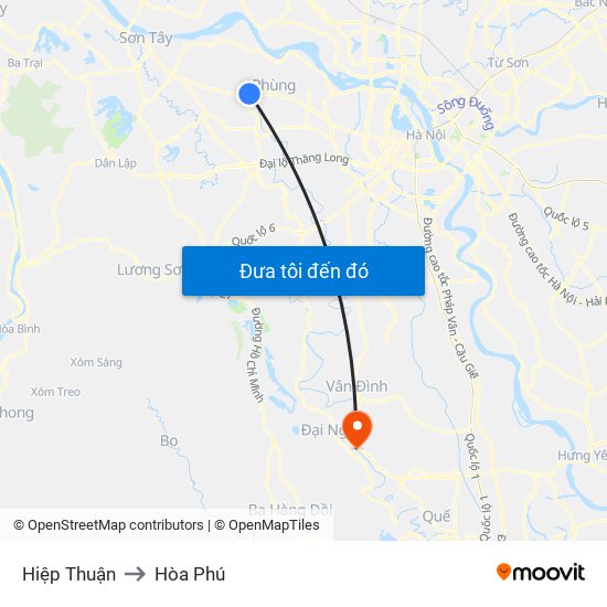 Hiệp Thuận to Hòa Phú map