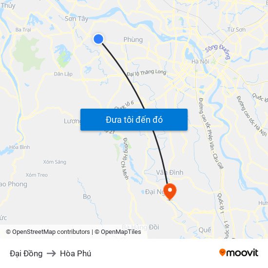 Đại Đồng to Hòa Phú map