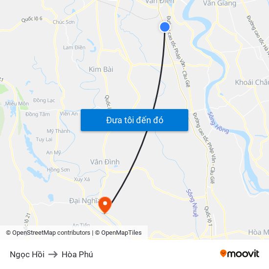 Ngọc Hồi to Hòa Phú map