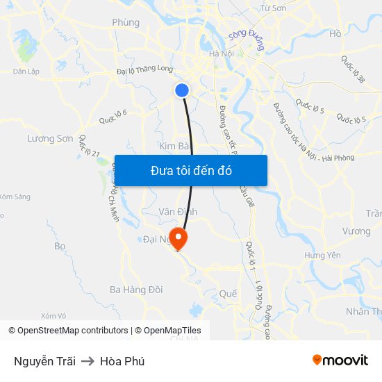 Nguyễn Trãi to Hòa Phú map