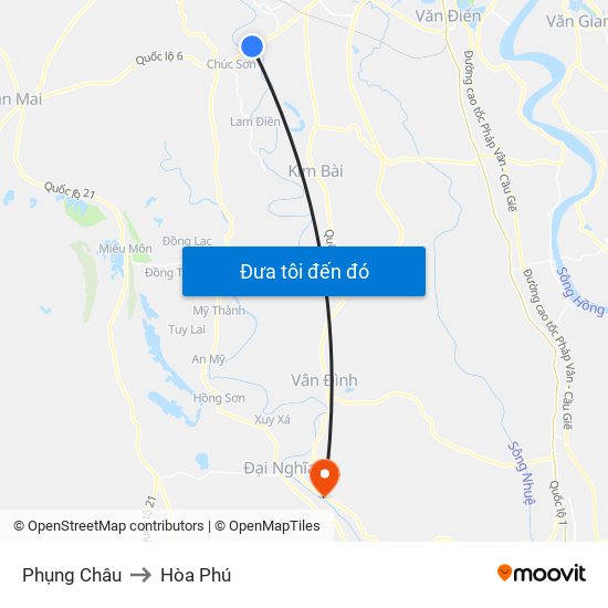 Phụng Châu to Hòa Phú map