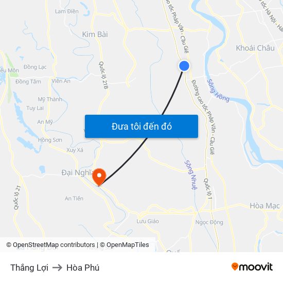 Thắng Lợi to Hòa Phú map