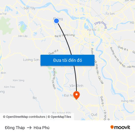 Đồng Tháp to Hòa Phú map