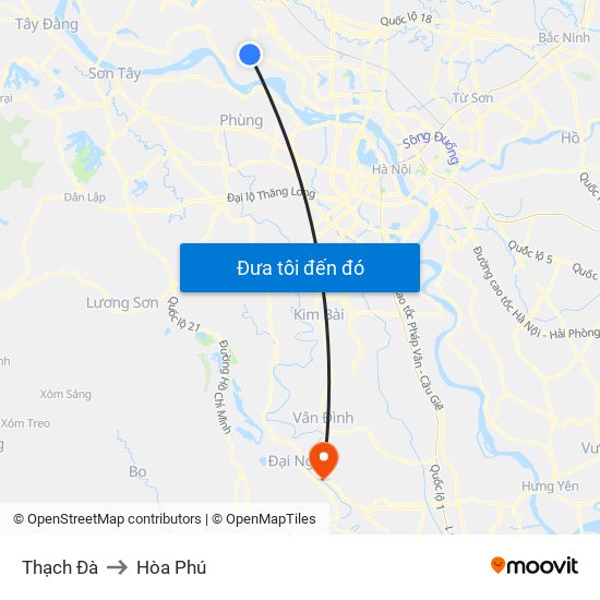 Thạch Đà to Hòa Phú map