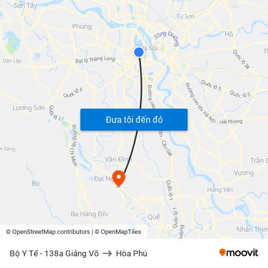 Bộ Y Tế - 138a Giảng Võ to Hòa Phú map