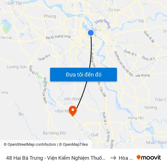 48 Hai Bà Trưng - Viện Kiểm Nghiệm Thuốc Trung Ương to Hòa Phú map