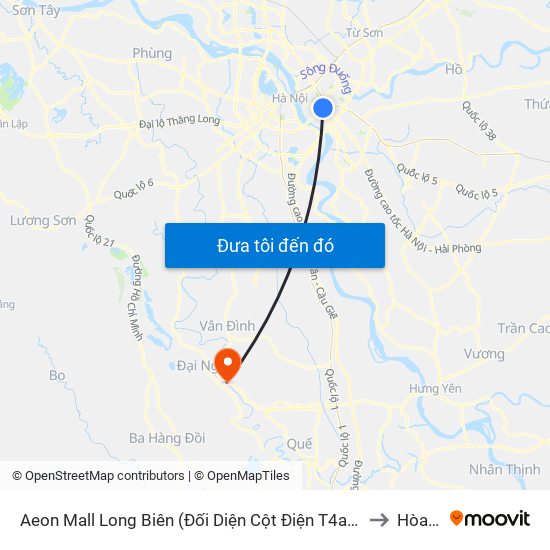 Aeon Mall Long Biên (Đối Diện Cột Điện T4a/2a-B Đường Cổ Linh) to Hòa Phú map