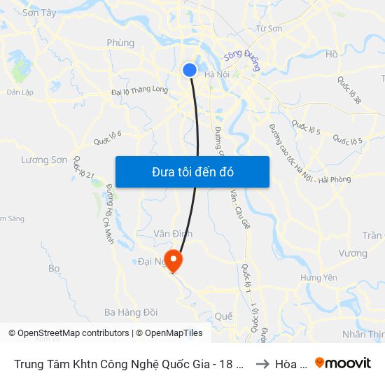 Trung Tâm Khtn Công Nghệ Quốc Gia - 18 Hoàng Quốc Việt to Hòa Phú map