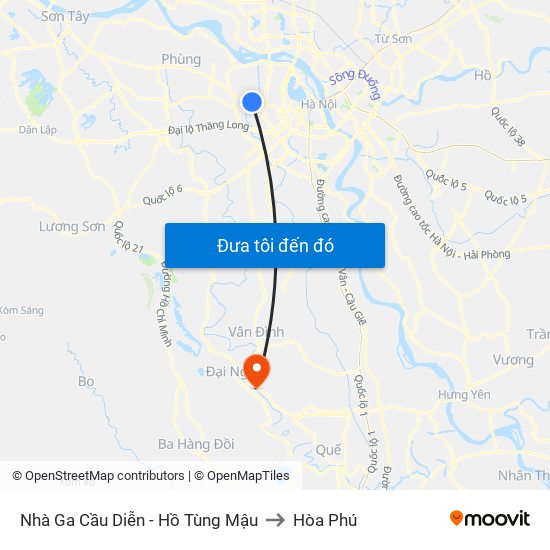 Nhà Ga Cầu Diễn - Hồ Tùng Mậu to Hòa Phú map