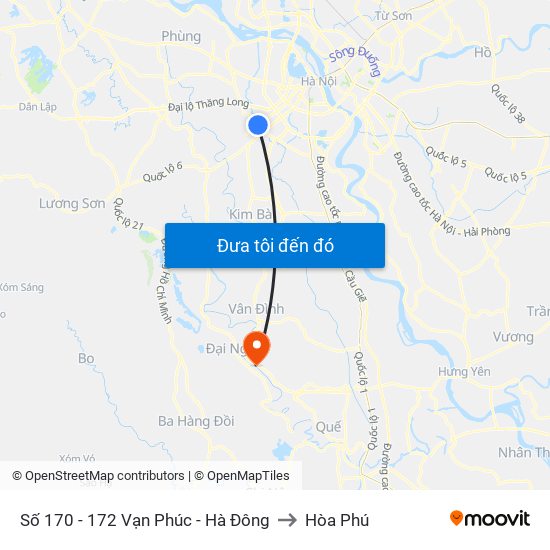 Số 170 - 172 Vạn Phúc - Hà Đông to Hòa Phú map