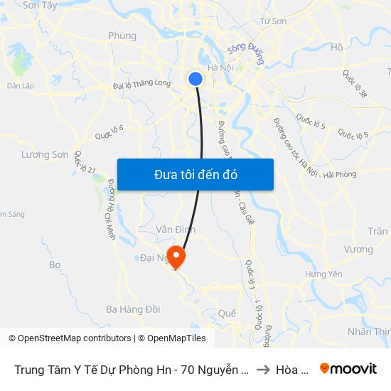 Trung Tâm Y Tế Dự Phòng Hn - 70 Nguyễn Chí Thanh to Hòa Phú map