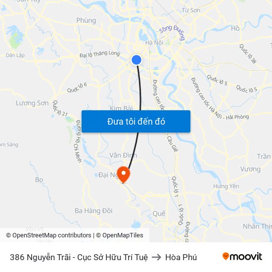 386 Nguyễn Trãi - Cục Sở Hữu Trí Tuệ to Hòa Phú map