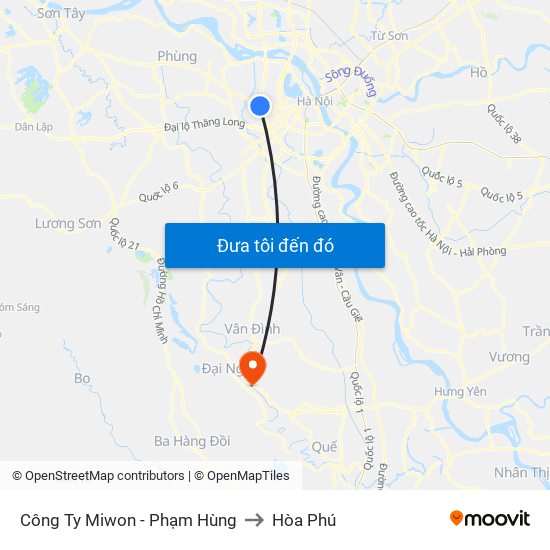 Công Ty Miwon - Phạm Hùng to Hòa Phú map