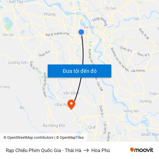 Rạp Chiếu Phim Quốc Gia - Thái Hà to Hòa Phú map