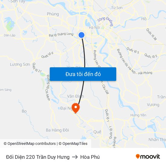 Đối Diện 220 Trần Duy Hưng to Hòa Phú map