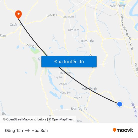 Đồng Tân to Hòa Sơn map