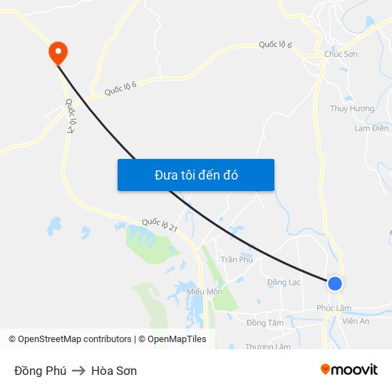 Đồng Phú to Hòa Sơn map