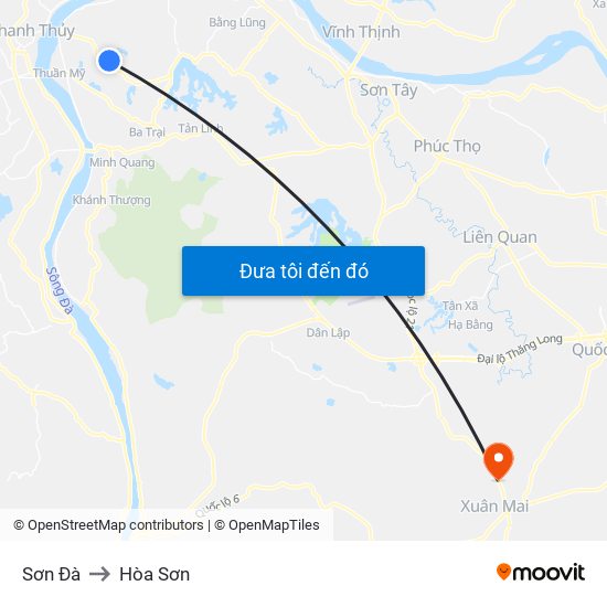Sơn Đà to Hòa Sơn map
