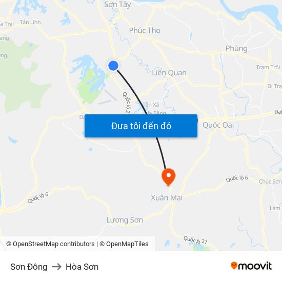 Sơn Đông to Hòa Sơn map