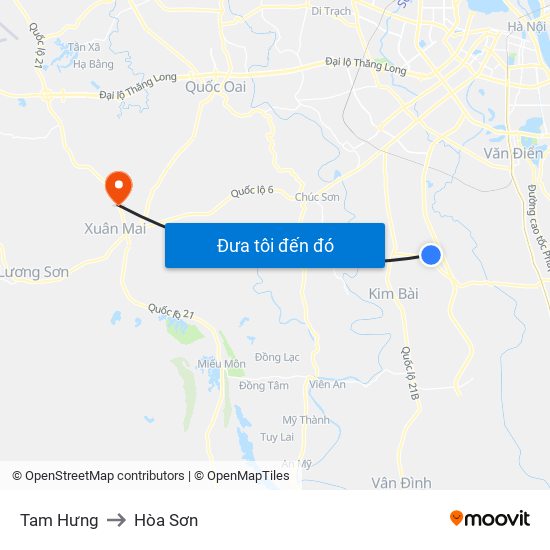 Tam Hưng to Hòa Sơn map