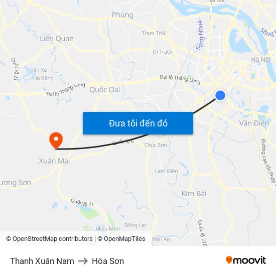 Thanh Xuân Nam to Hòa Sơn map