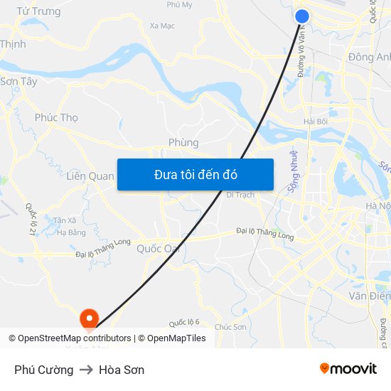 Phú Cường to Hòa Sơn map