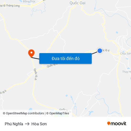 Phú Nghĩa to Hòa Sơn map