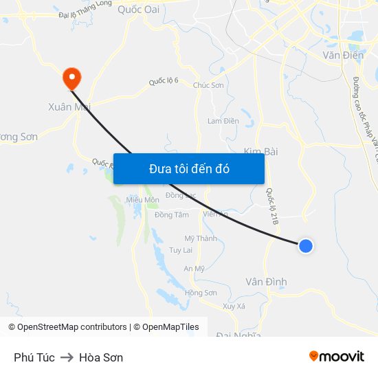 Phú Túc to Hòa Sơn map