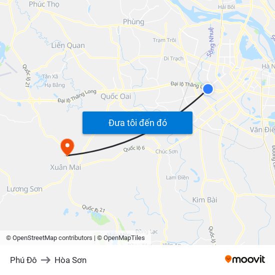 Phú Đô to Hòa Sơn map