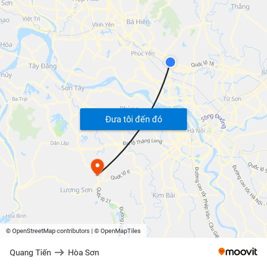 Quang Tiến to Hòa Sơn map