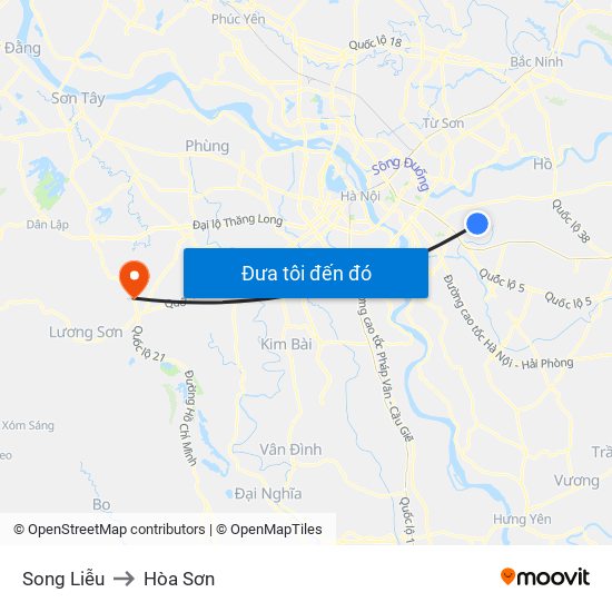 Song Liễu to Hòa Sơn map