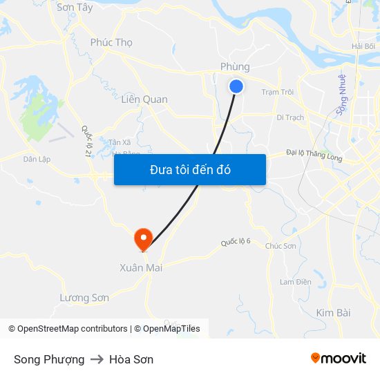 Song Phượng to Hòa Sơn map