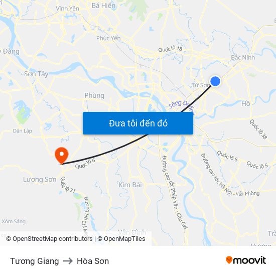 Tương Giang to Hòa Sơn map