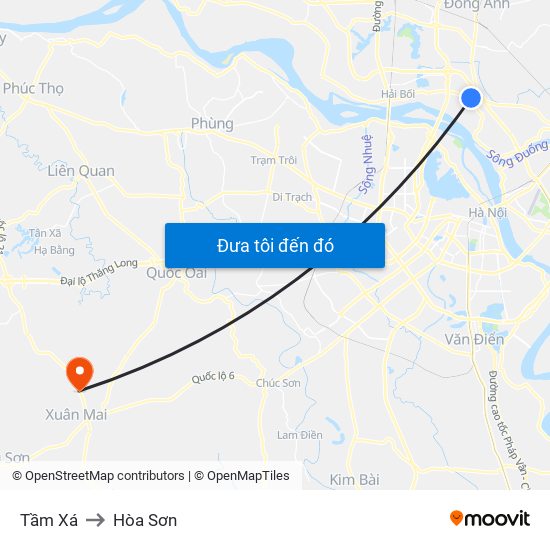 Tầm Xá to Hòa Sơn map