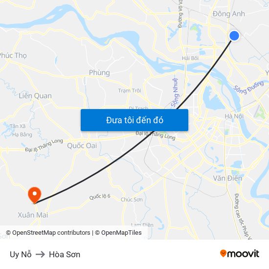 Uy Nỗ to Hòa Sơn map