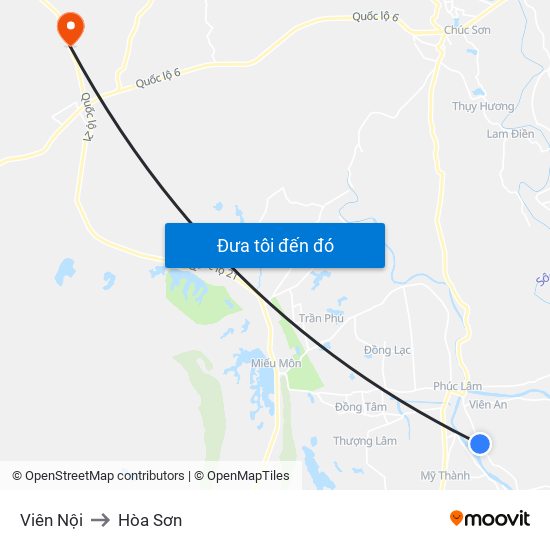 Viên Nội to Hòa Sơn map