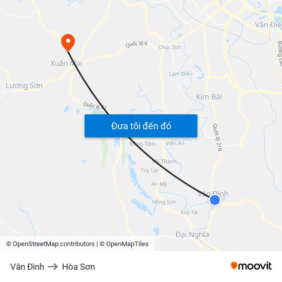 Vân Đình to Hòa Sơn map