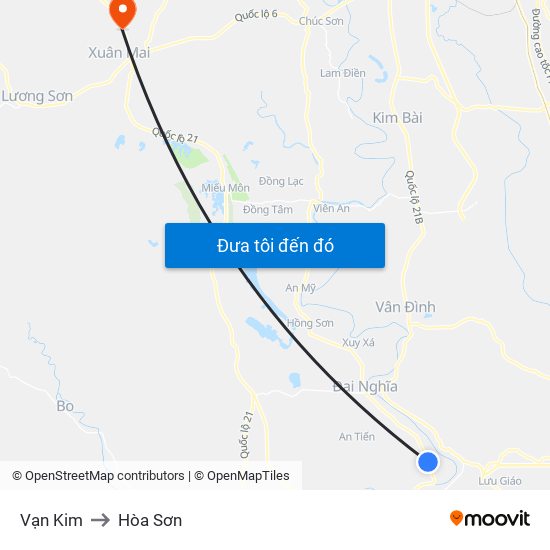 Vạn Kim to Hòa Sơn map